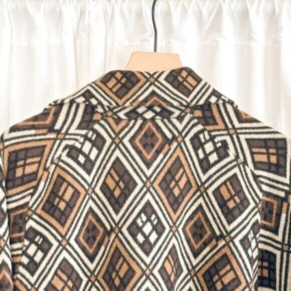 Anthropologie Field Flower Geo Wool Oversized Sweater Coat Brown Multi Medium - Picture 9 of 11